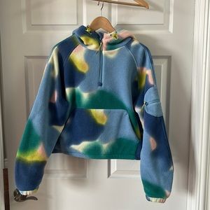 Outdoor Voices primo fleece 1/4 zip hoodie in multi lava size medium